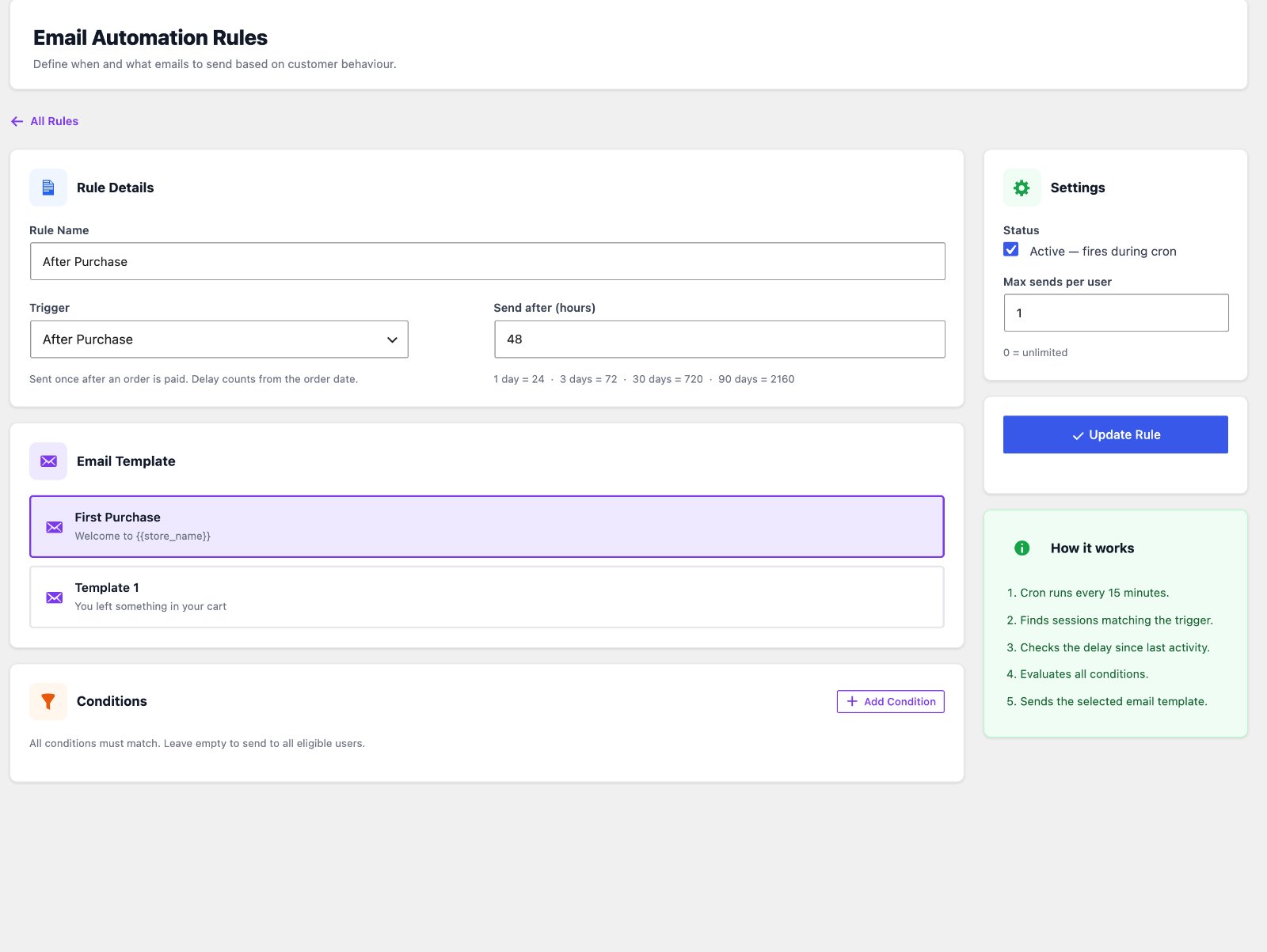 Email automation rules